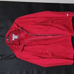 Red hooded jacket